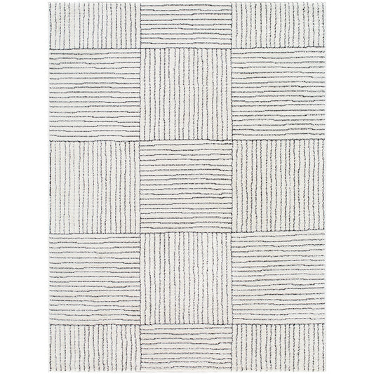 LIVIA Galey Alix x Surya Boho Scandi High Pile Ivory Black Runner Rug