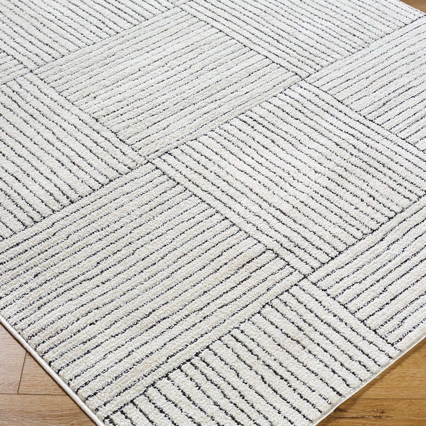 LIVIA Galey Alix x Surya Boho Scandi High Pile Ivory Black Runner Rug