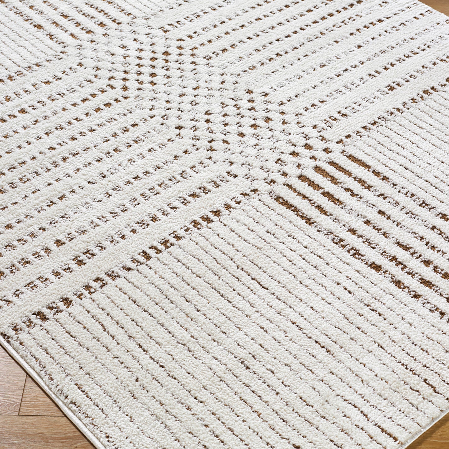 MINA Galey Alix x Surya Boho Scandi High Pile Ivory Dark Brown Runner Rug