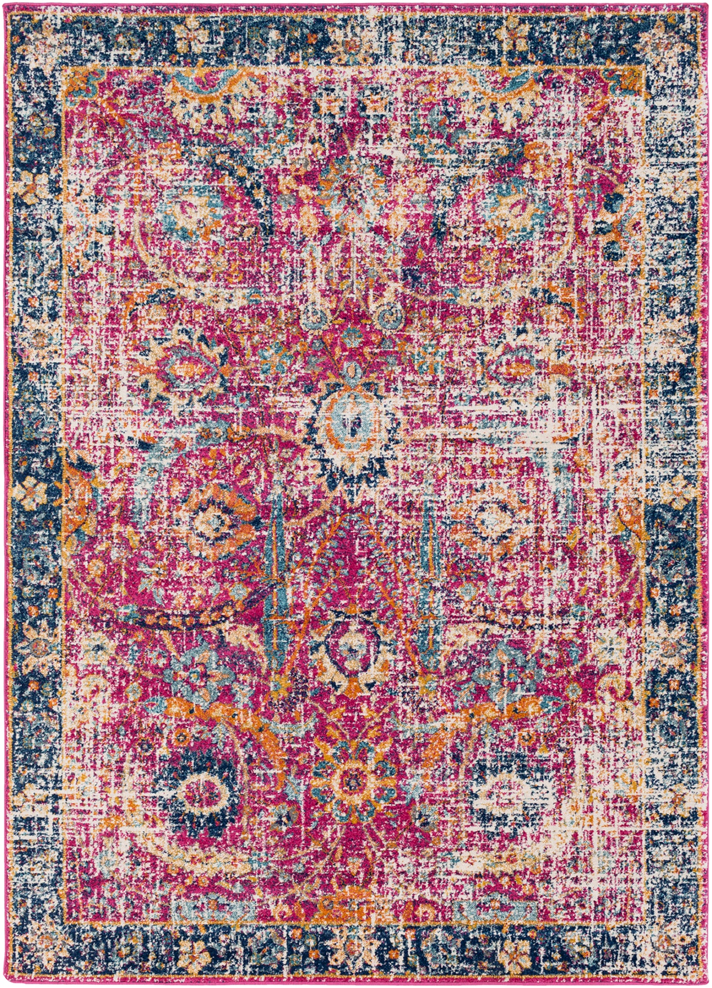 ISABELLA Vintage Rug I Living Room, Bedroom I Traditional Oriental Boho Rug, Soft Area Rug, Short Pile, Easy Care I Burgundy, Blue