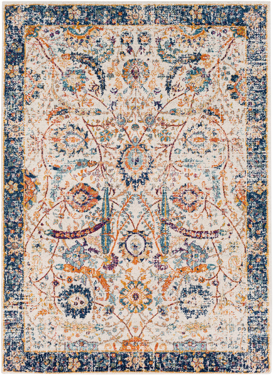 ISABELLA Vintage Traditional Oriental Boho Blue Beige Area Rug