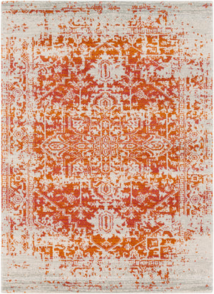 AMELIA Vintage Rug I Living Room, Bedroom, Dining I Traditional Oriental Boho Rug, Soft Area Rug, Short Pile, Easy Care I Orange, Beige