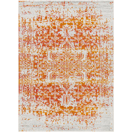 AMELIA Vintage Traditional Oriental Boho Orange White Area Rug