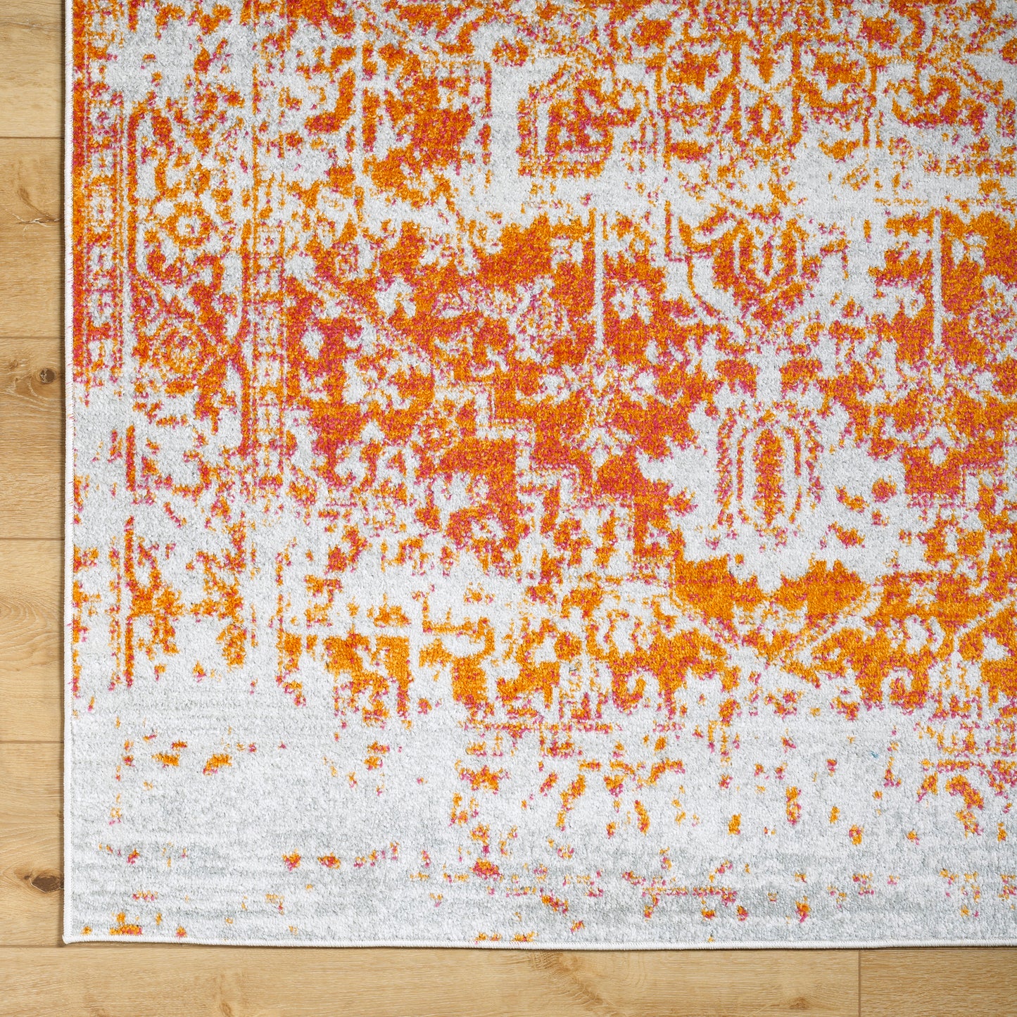 AMELIA Vintage Traditional Oriental Boho Orange White Area Rug