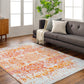 AMELIA Vintage Rug I Living Room, Bedroom, Dining I Traditional Oriental Boho Rug, Soft Area Rug, Short Pile, Easy Care I Orange, Beige