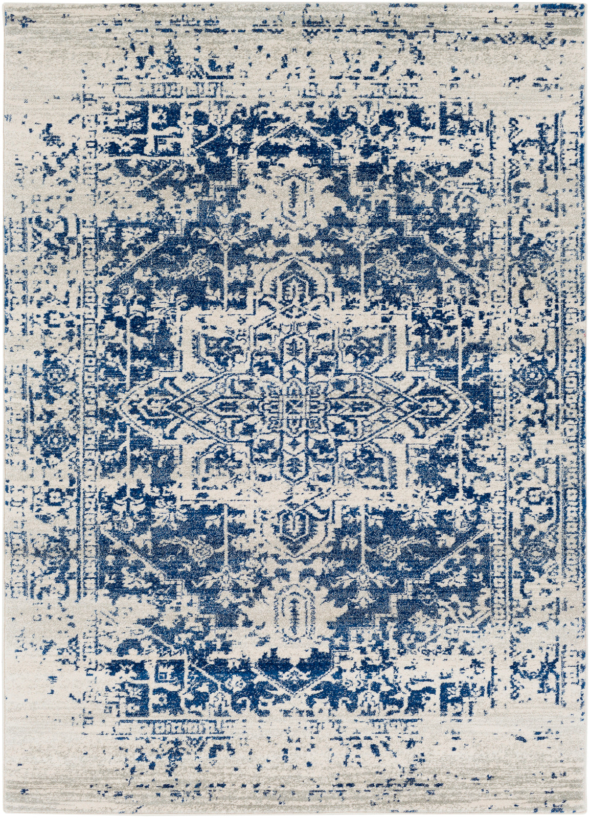 AMELIA Vintage Rug I Living Room, Bedroom, Hallway I Traditional Oriental Boho Rug, Soft Area Rug, Short Pile, Easy Care I Blue, Beige