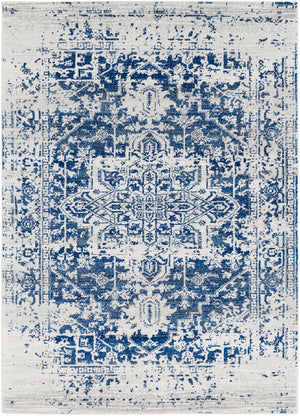 AMELIA Vintage Rug I Living Room, Bedroom, Hallway I Traditional Oriental Boho Rug, Soft Area Rug, Short Pile, Easy Care I Blue, Beige