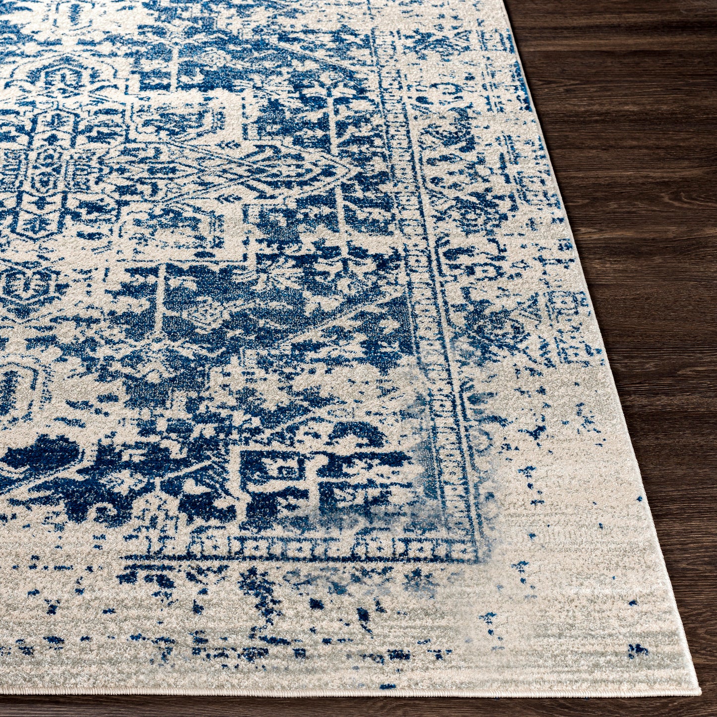 AMELIA Vintage Rug I Living Room, Bedroom, Hallway I Traditional Oriental Boho Rug, Soft Area Rug, Short Pile, Easy Care I Blue, Beige