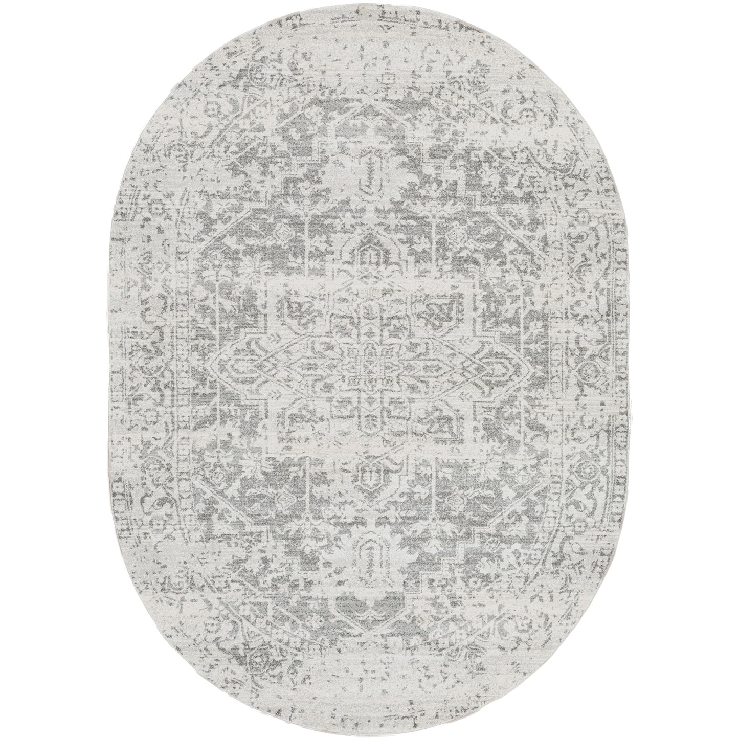 AMELIA Vintage Rug I Living Room, Bedroom, Hallway I Traditional Oriental Boho Rug, Soft Area Rug, Short Pile, Easy Care I Ivory, Grey