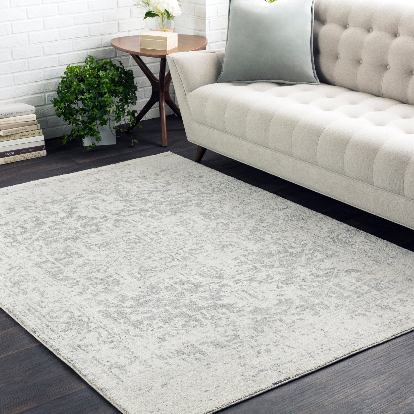 AMELIA Vintage Rug I Living Room, Bedroom, Hallway I Traditional Oriental Boho Rug, Soft Area Rug, Short Pile, Easy Care I Ivory, Grey