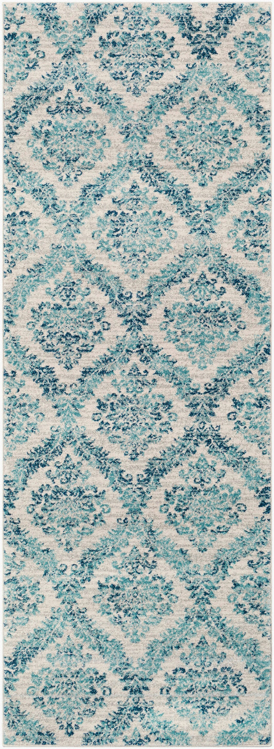 BELLBURNS Vintage Traditional Oriental Boho Teal Runner Rug