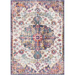 OLIVIA Vintage Traditional Oriental Boho Orange Dark Blue Area Rug