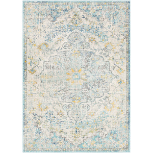 OLIVIA Vintage Traditional Oriental Boho Cream Teal Yellow Area Rug