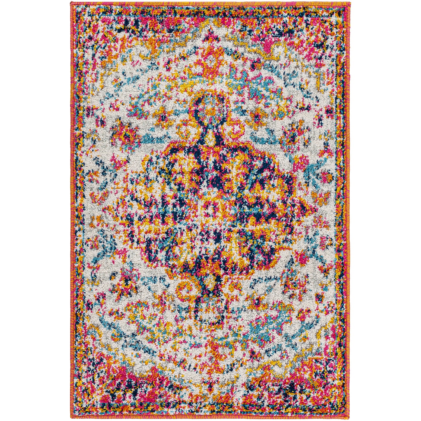 OLIVIA Vintage Traditional Oriental Boho Neon Pink Area Rug