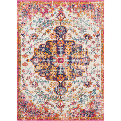 OLIVIA Vintage Traditional Oriental Boho Neon Pink Area Rug