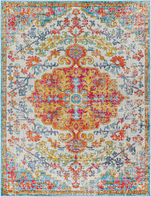 OLIVIA Vintage Rug I Living Room, Bedroom, Dining I Traditional Oriental Boho Rug, Soft Area Rug, Short Pile I Orange, Blue