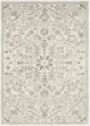 OLIVIA Vintage Rug I Living Room, Bedroom, Dining I Traditional Oriental Boho Rug, Soft Area Rug, Short Pile, Easy Care I Grey, Beige