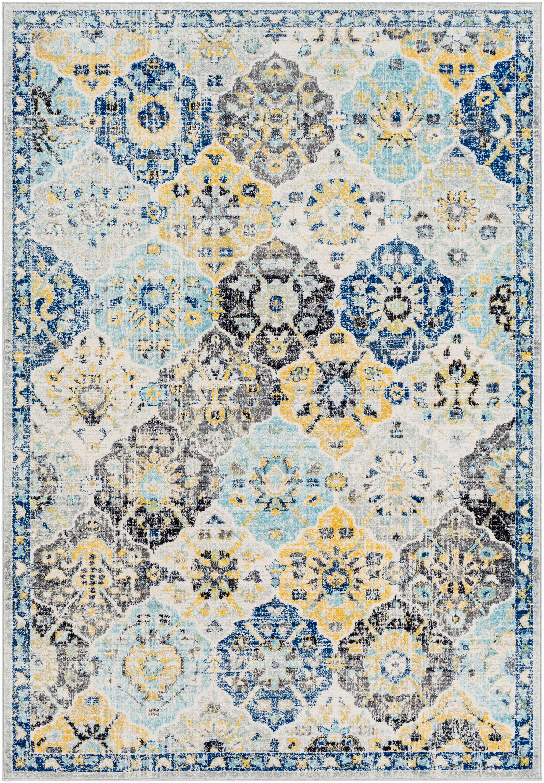 EMILLY Vintage Rug I Living Room, Bedroom I Traditional Oriental Boho Rug, Soft Area Rug, Short Pile, Easy Care I Multicolour, Blue