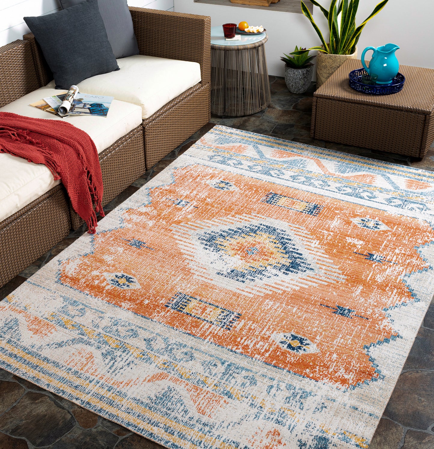 BUFFALO GROVE In- & Outdoor Boho Burnt Orange Rug