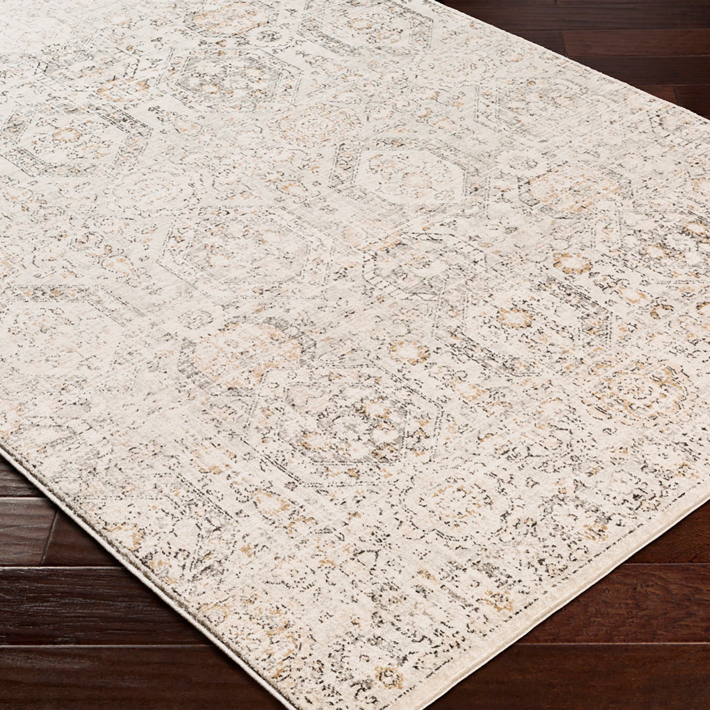 GEELBROEK Vintage Traditional Oriental Boho Tan Ivory Area Rug