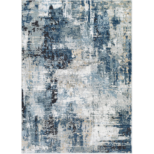 VUREN Abstract Modern Marble Denim Area Rug