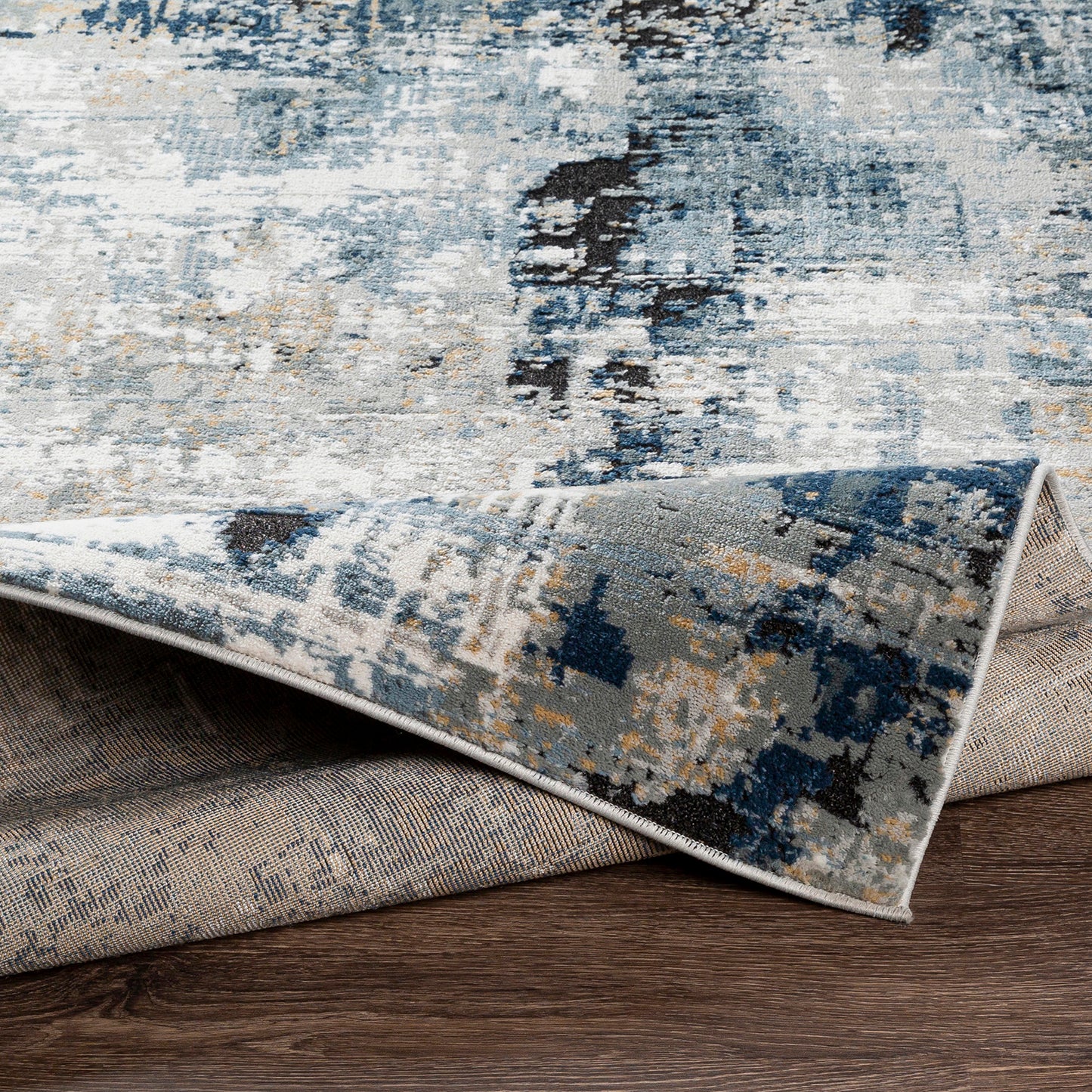 VUREN Abstract Modern Marble Denim Area Rug