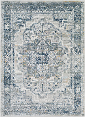 MILSCHOT Vintage Rug I Living Room, Bedroom I Traditional Oriental Boho Rug, Soft Area Rug, Short Pile, Easy Care I Grey, Blue, Beige