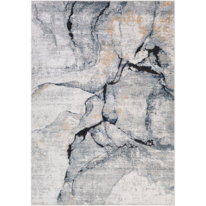 TUIL Abstract Modern Marble Dark Blue Area Rug