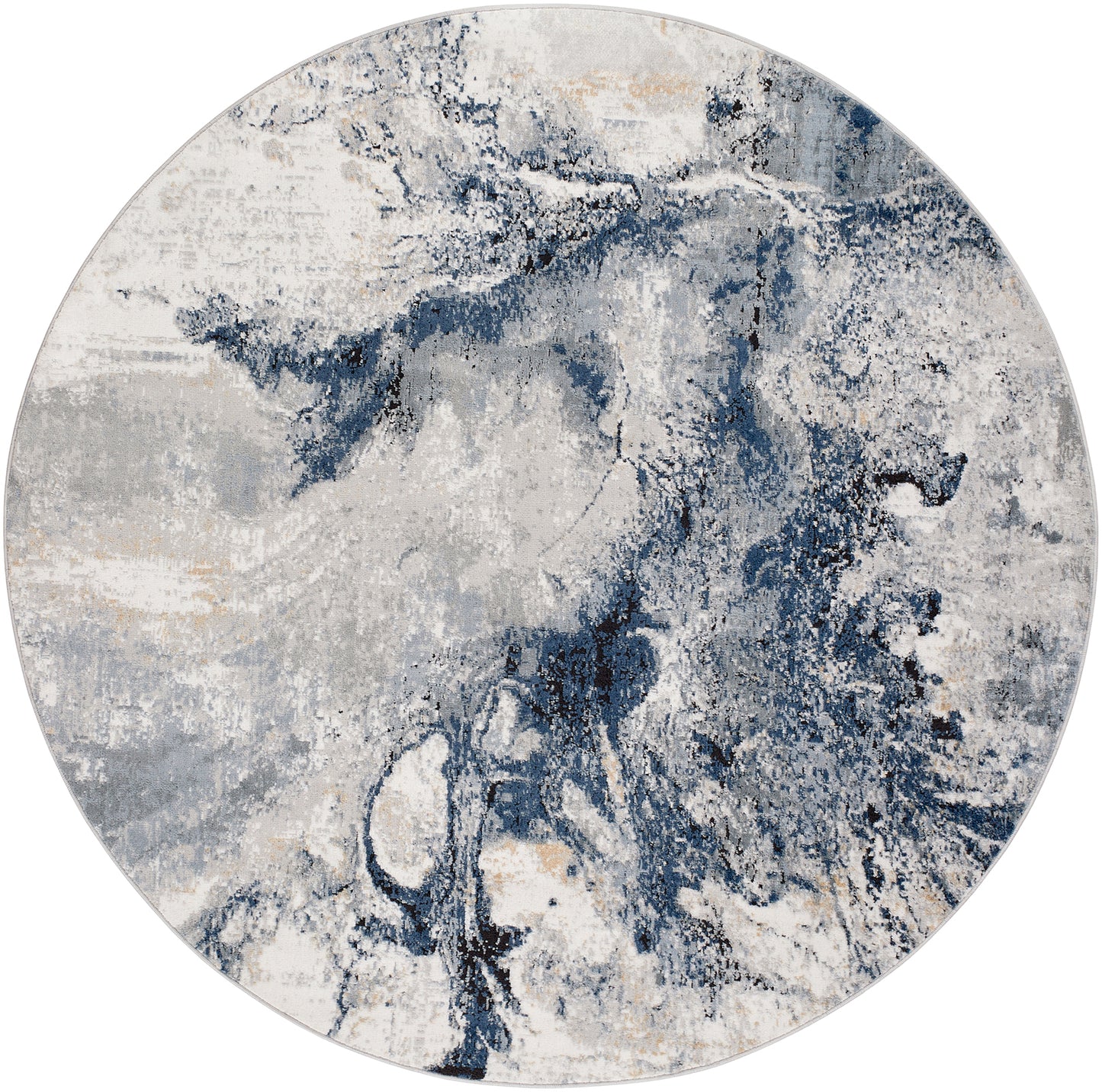 MOORSEL Abstract Modern Marble Dark Blue Area Rug