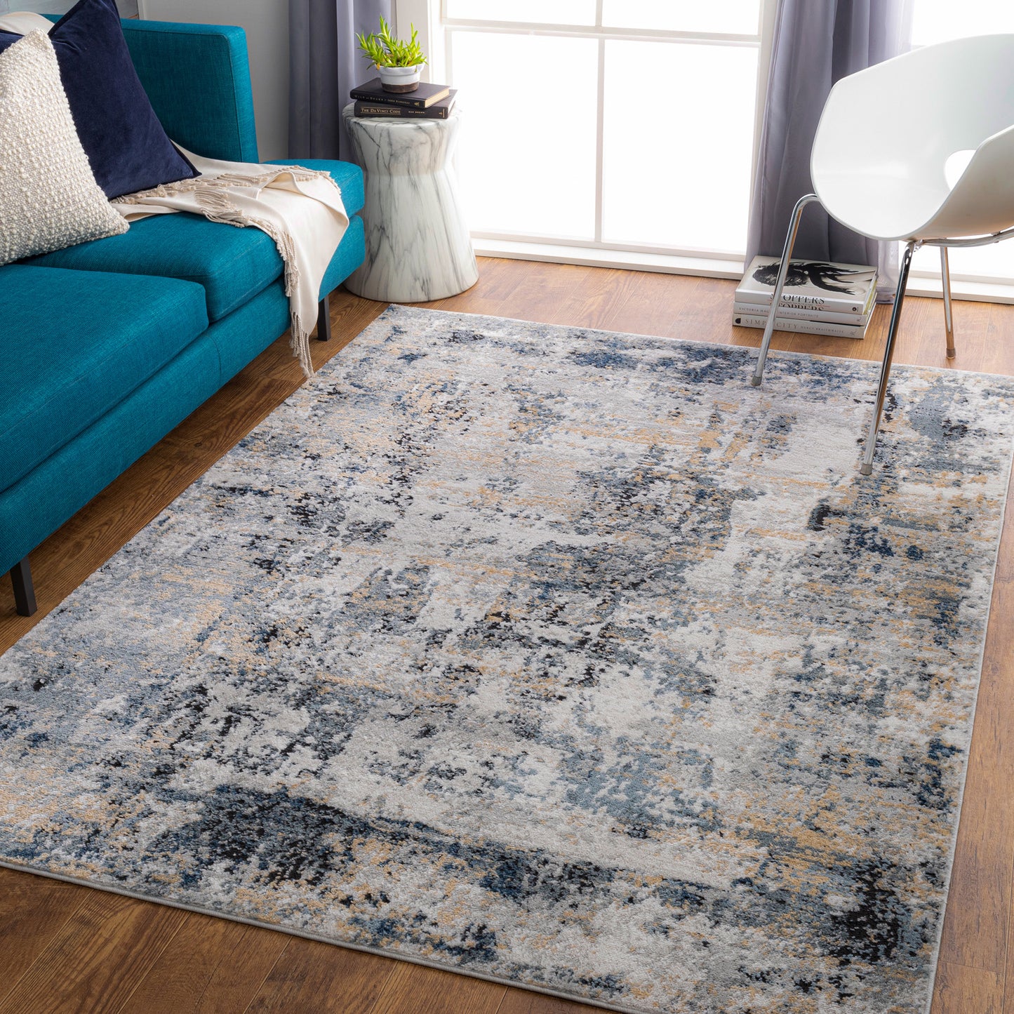 MUN Abstract Rug I Living Room, Bedroom, Dining I Modern Marble Rug, Soft Luxurious Area Rug, Short Pile, Easy Care I Multicolour, Grey