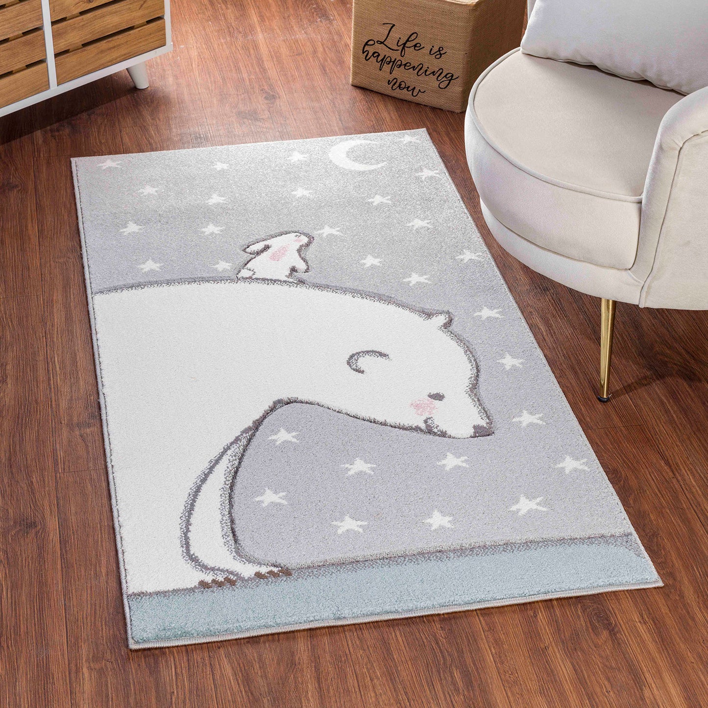 YOSEF Childrens Rug I Bedroom, Soft Luxurious Area Rug for Kids Room, Nursery, Playroom, Baby Bedroom Rug for Girls, Boys I White, Grey