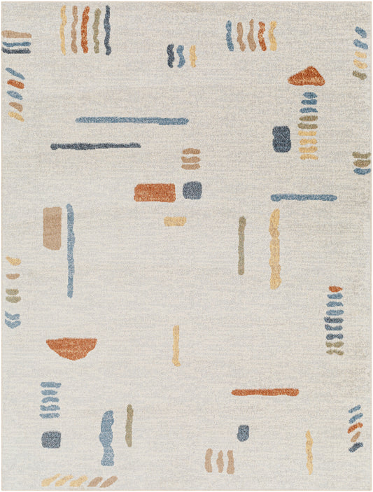 ELBING Machine Washable Modern Boho Beige Area Rug