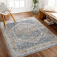 EMMETT Machine Washable Traditional Boho Navy Blue Area Rug