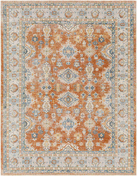 EMPORIA Machine Washable Traditional Boho Burnt Orange Area Rug