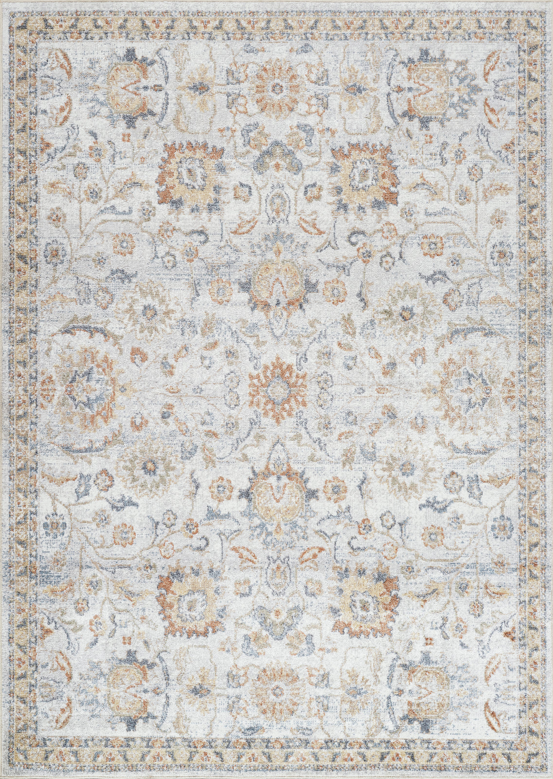 ESKRIDGE Machine Washable Traditional Boho Greyt Oatmeal Area Rug