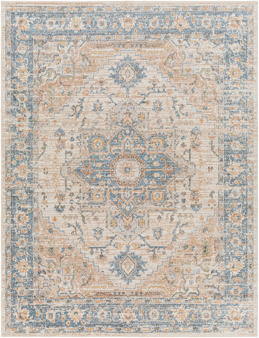 ESTILL Machine Washable Traditional Boho Beige Area Rug