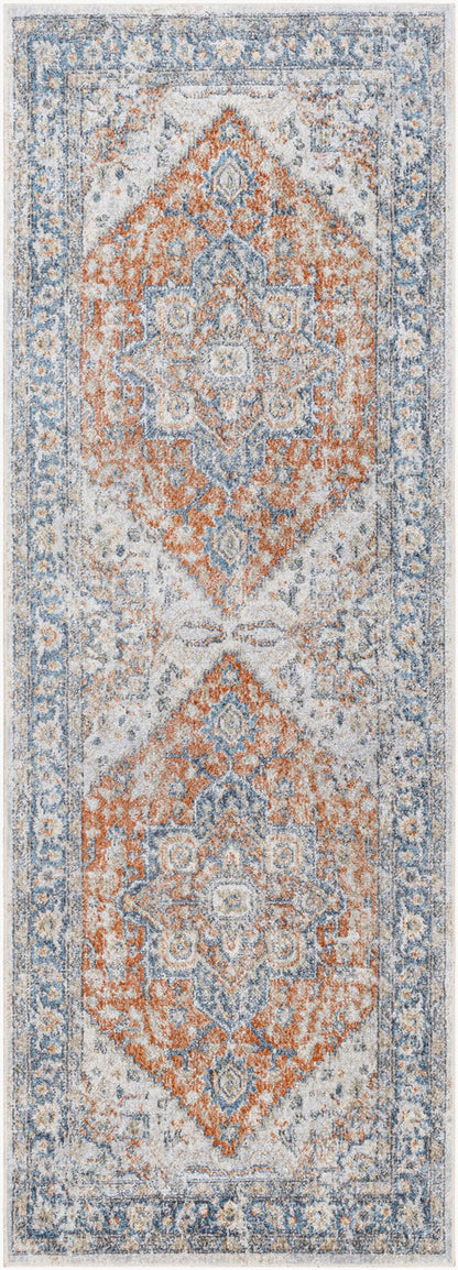 ESTILL Machine Washable Traditional Boho Burnt Orange Area Rug