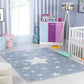 SHAMIA Childrens Rug I Machine Washable Area Rug for Kids Room, Nursery or Playroom I Baby Bedroom Rug for Girls or Boys I Blue, Beige