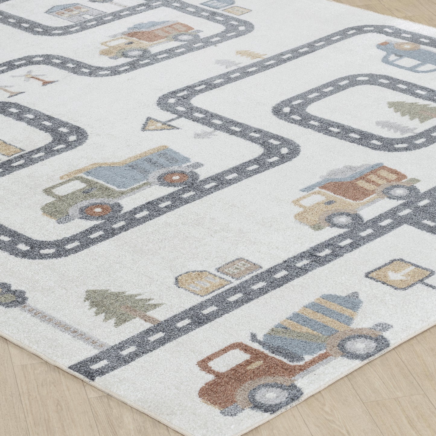 TORIN Childrens Rug I Machine Washable Area Rug for Kids Room, Nursery or Playroom I Baby Bedroom Rug for Girls or Boys I Beige, Grey