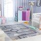 JOSIAS Childrens Rug I Machine Washable Area Rug for Kids Room, Nursery or Playroom I Baby Bedroom Rug for Girls or Boys I Blue, Grey