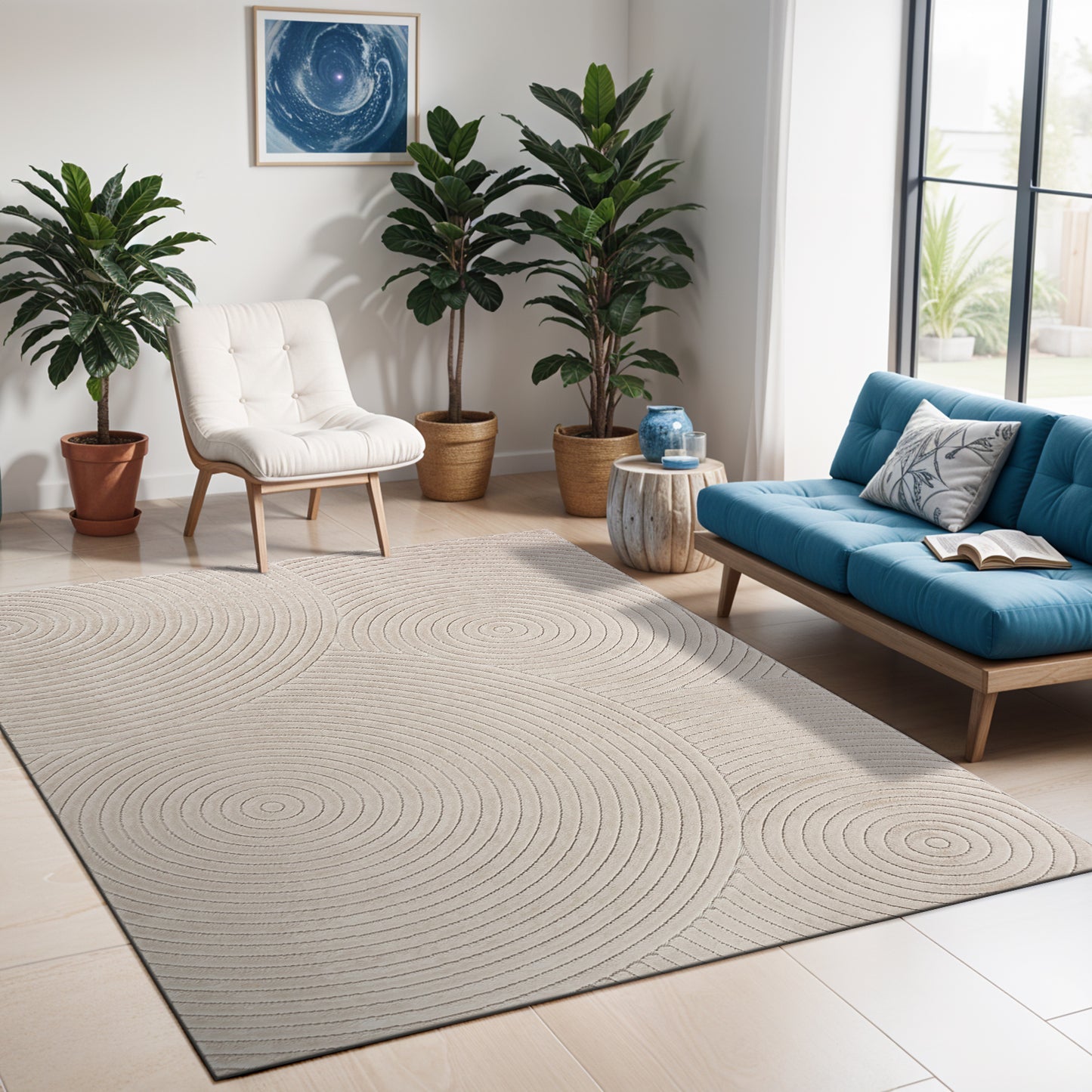 VEDA In- & Outdoor Scandi Modern Boho Grey Area Rug