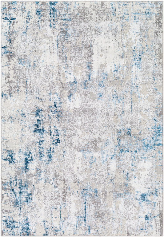 RIJT Abstract Modern Marble Dark Blue Area Rug