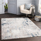 RUT Abstract Rug I Living Room, Bedroom, Dining I Modern Marble Rug, Soft Luxurious Area Rug, Short Pile, Easy Care I Grey, Blue