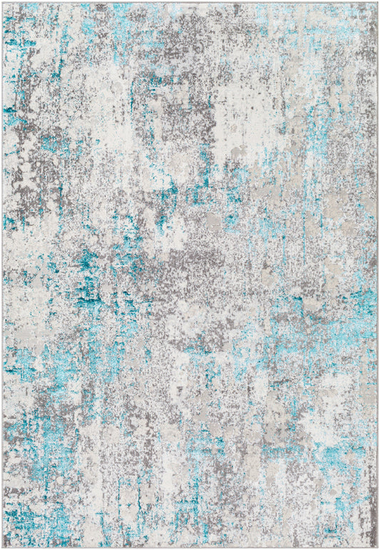 RIJT Abstract Modern Marble Teal Area Rug