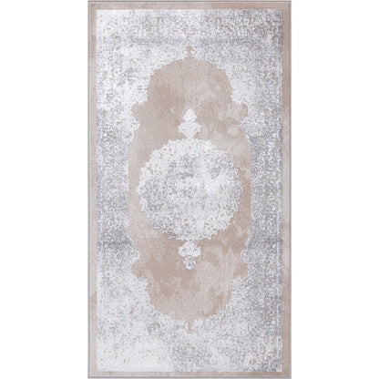 LORELLE Vintage Traditional Oriental Boho Beige White Area Rug