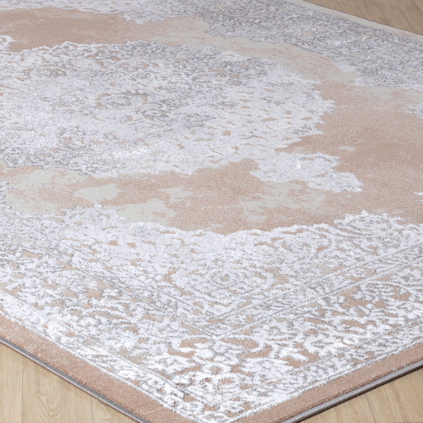 LORELLE Vintage Traditional Oriental Boho Beige White Area Rug