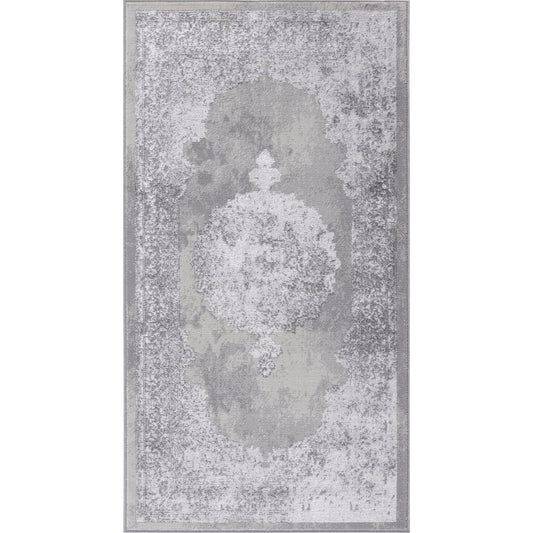 LORELLE Vintage Traditional Oriental Boho White Grey Area Rug