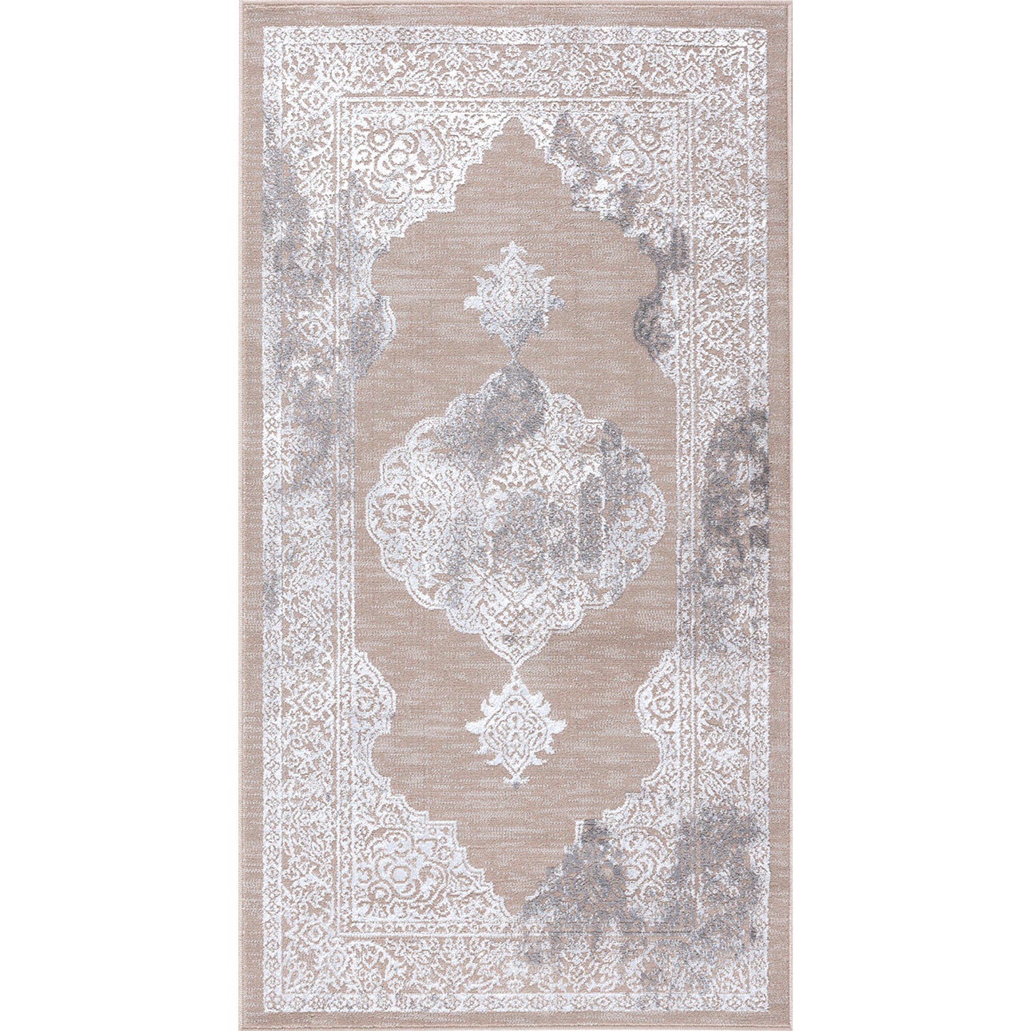 TENNA Vintage Rug I Living Room, Bedroom, Dining I Traditional Oriental Boho Rug, Soft Area Rug, Short Pile, Easy Care I Beige, White