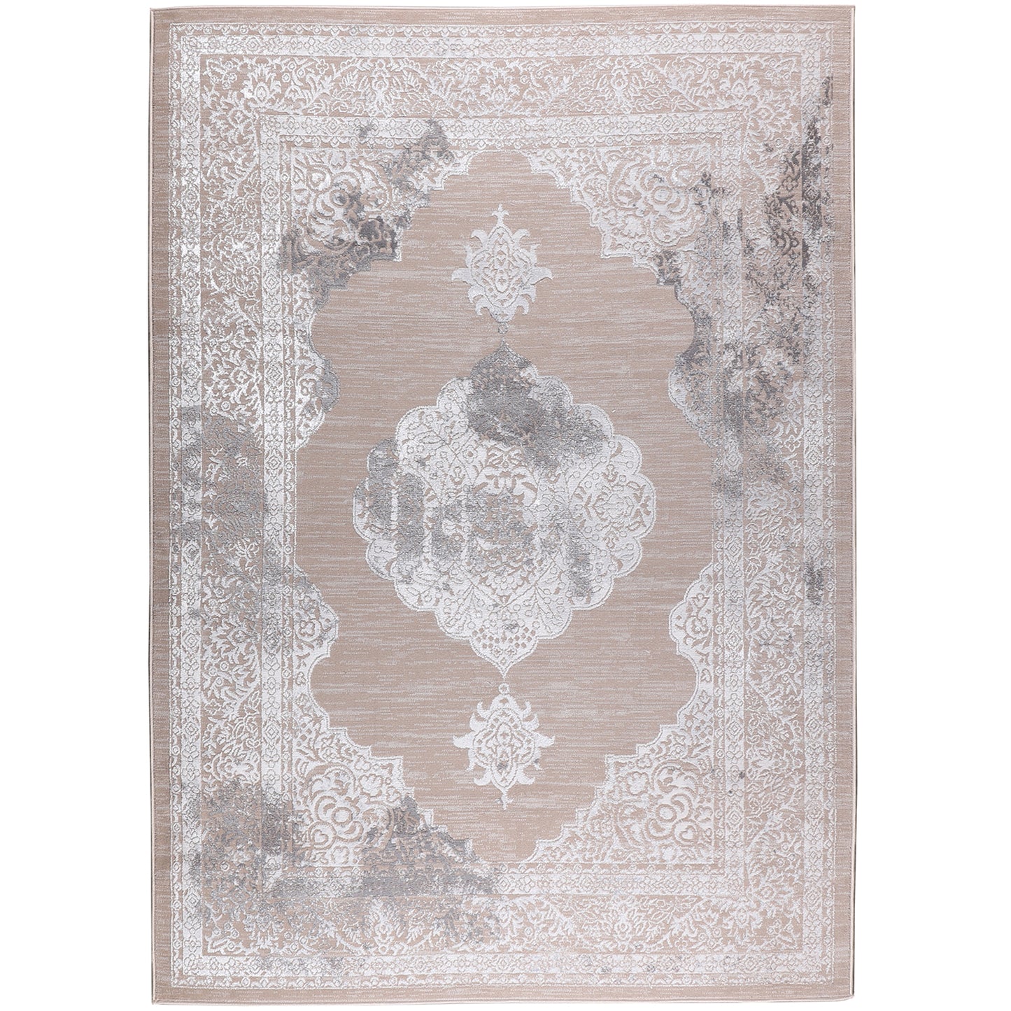 TENNA Vintage Rug I Living Room, Bedroom, Dining I Traditional Oriental Boho Rug, Soft Area Rug, Short Pile, Easy Care I Beige, White