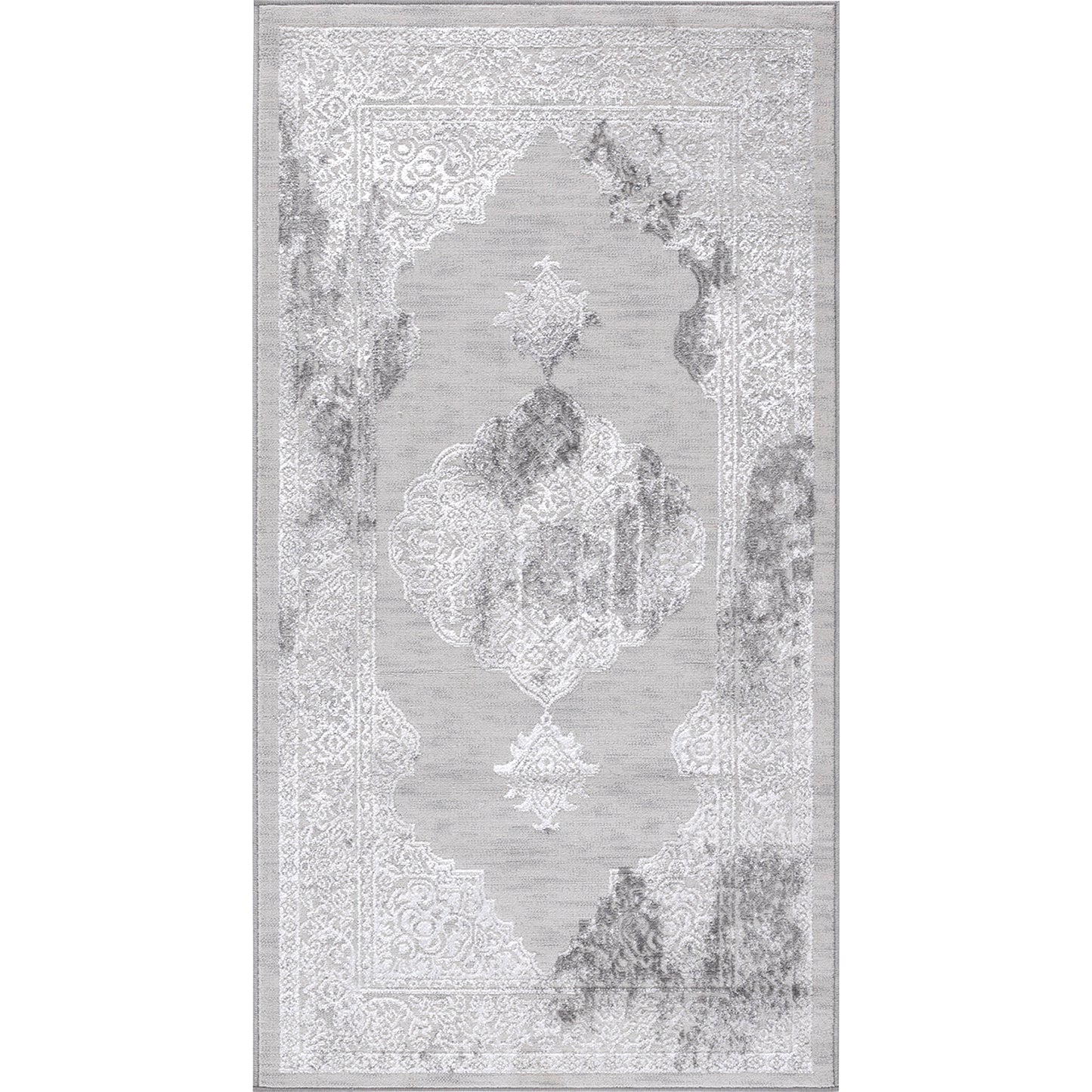 TENNA Vintage Rug I Living Room, Bedroom, Dining I Traditional Oriental Boho Rug, Soft Area Rug, Short Pile, Easy Care I White, Grey